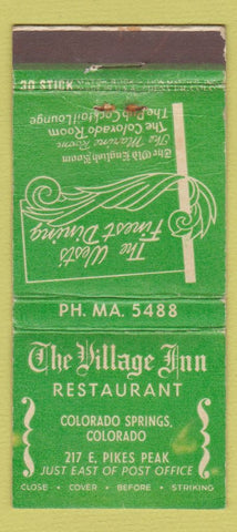Matchbook Cover - Vilalge Inn Restaurant Colorado Springs WORN 30 Stick