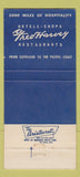 Matchbook Cover - Fred Harvey Cowboy BLUE 30 Strike