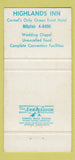 Matchbook Cover - Highlands Inn Carmel By the Sea CA 30 Strike