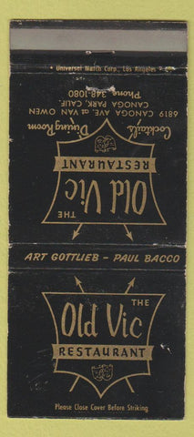 Matchbook Cover - Old Vic Restaurant Canoga Park CA WEAR 30 Strike