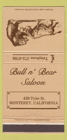 Matchbook Cover - Bull n Bear Saloon Monterey CA 30 Strike