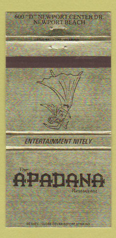 Matchbook Cover - Apadana Restaurant Newport Beach CA girlie 30 Strike