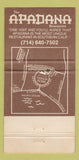 Matchbook Cover - Apadana Restaurant Newport Beach CA girlie 30 Strike
