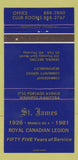 Matchbook Cover - Royal Canadian Legion St James Winnipeg MB 30 Strike