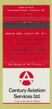 Matchbook Cover - Century Avaiation Vancouver BC 30 Strike