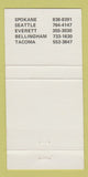 Matchbook Cover - Washington National Guard Spokane Tacoma WA 30 Strike
