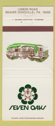 Matchbook Cover - Seven Oaks Beaver Ohioville PA WEAR 30 Strike