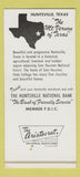 Matchbook Cover - Huntsville National Bank Huntsville TX SAMPLE 30 Strike