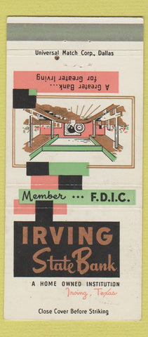 Matchbook Cover - Irving State Bank TX 30 Strike