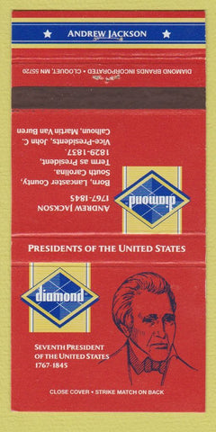 Matchbook Cover - Diamond US Presidents Andrew Jackson 30 Strike