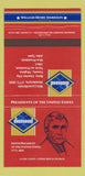 Matchbook Cover - Diamond US Presidents William Henry Harrison 30 Strike