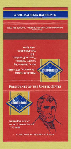 Matchbook Cover - Diamond US Presidents William Henry Harrison 30 Strike