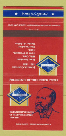 Matchbook Cover - Diamond US Presidents James Garfield 30 Strike