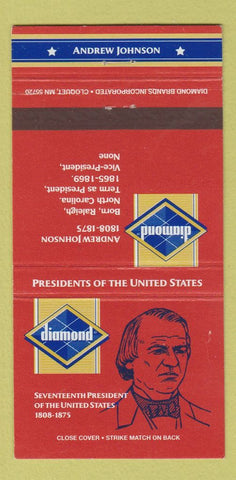Matchbook Cover - Diamond US Presidents Andrew Johnson 30 Strike
