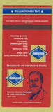 Matchbook Cover - Diamond US Presidents William Howard Taft 30 Strike