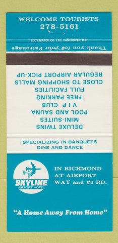 Matchbook Cover - Skyline Airport Hotel Richmond BC 30 Strike