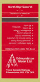 Matchbook Cover - Edmundston Motel NB North Star Cabaret 30 Strike
