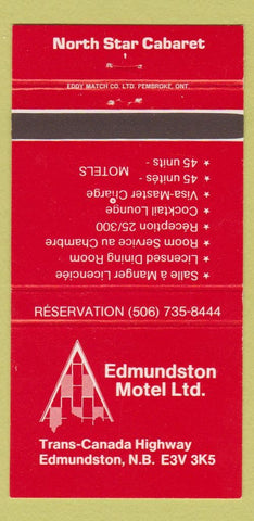 Matchbook Cover - Edmundston Motel NB North Star Cabaret 30 Strike
