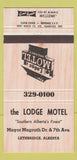 Matchbook Cover - The Lodge Motel Lethbridge AB 30 Strike
