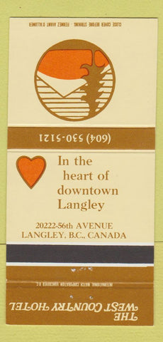 Matchbook Cover - West Country Hotel Langley BC 30 Strike