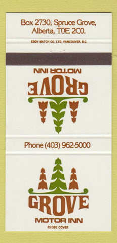 Matchbook Cover - Grove Motor Inn Spruce Grove AB 30 Strike