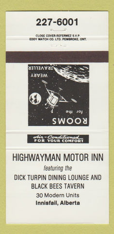 Matchbook Cover - Highwayman Motor Inn Innisfail AB 30 Strike