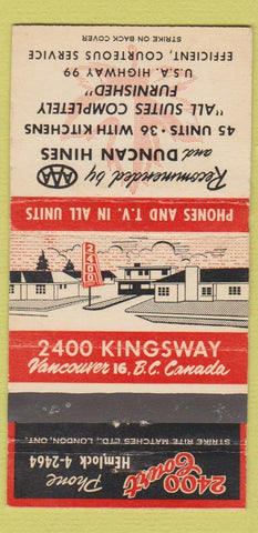 Matchbook Cover - The Inn at Sherwood Park AB 30 Strike
