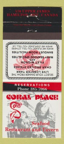 Matchbook Cover - Coral Place Restaurant Hamilton ON 30 Strike
