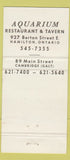 Matchbook Cover - Aquarium Restaurant Tavern lobster Cambridge Galt ON 30 Strike