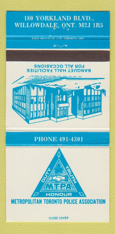 Matchbook Cover Metropolitan Toronto Police Association Willowdale ON 30 Strike