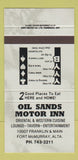 Matchbook Cover - Oil Sands Motor Inn Fort McMurray AB 30 Strike