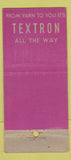 Matchbook Cover - Textron Fabric WEAR 30 Stick