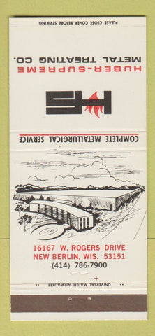 Matchbook Cover - Huber Supreme Metal Treating New Berlin WI 30 Strike