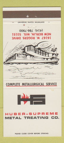 Matchbook Cover - Huber Supreme Metal Treating New Berlin WI 30 Strike
