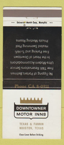 Matchbook Cover - Downtowner Motor Inns Houston TX 30 Strike
