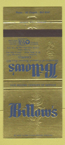 Matchbook Cover - Billow's Funeral Home Cuyahoga Falls Fairlawn OH 30 Strike
