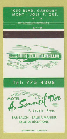 Matchbook Cover - Motel Au Sommeil D'Or Mont Joli QC 30 Strike