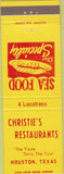 Matchbook Cover - Christie's Restaurant Houston TX lobster