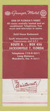 Matchbook Cover - Granger Motel Jacksonville FL 30 Strike