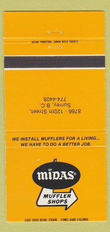 Matchbook Cover - Midas Mufflers Surrey BC 30 Strike