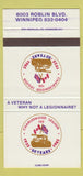 Matchbook Cover - Charleswood Legion Winnipeg MB 1982 30 Strike