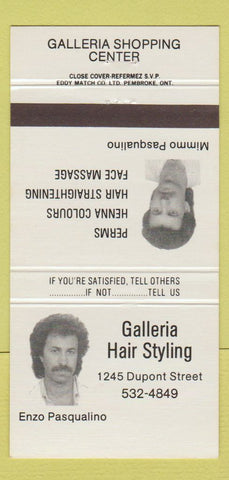 Matchbook Cover - Galleria Hair Salon Enzo Pasqualino Mimmo Canada 30 Strike