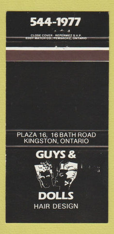Matchbook Cover - Guys and Dolls Hair Salon Kingston ON 30 Strike