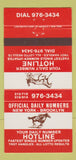 Matchbook Cover - Horse Racing Information New York City Brooklyn  30 Strike