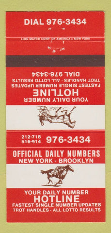 Matchbook Cover - Horse Racing Information New York City Brooklyn  30 Strike