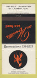 Matchbook Cover - Aux Houettes Seafood St Laurent QC 30 Strike