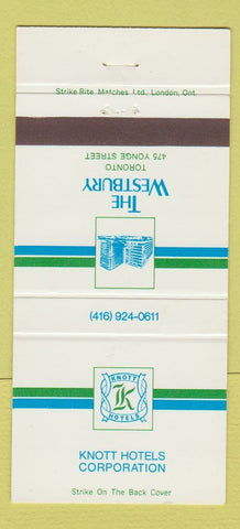 Matchbook Cover - Westbury Hotel Toronto ON Knott 30 Strike
