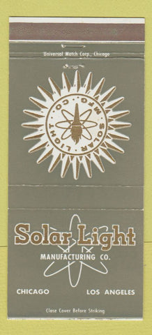 Matchbook Cover - Solar Light Manufacturing Los Angeles CA Chicago IL 30 Strike