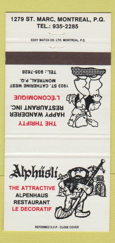 Matchbook Cover - Alphusli Montreal QC 30 Strike