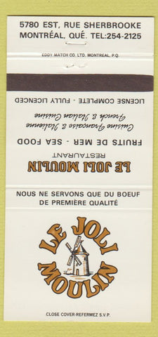 Matchbook Cover - Le Joli Moulin Sherbrooke QC 30 Strike